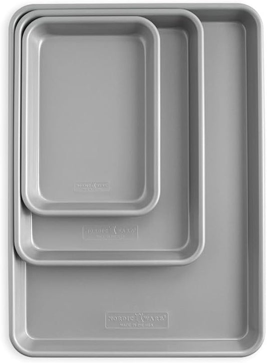 Nordic Ware Brilliant™ Nonstick 3-Pc Baking Set | PFAS-Free & PTFE-Free | Includes Half, Quarter & Eighth Sheets