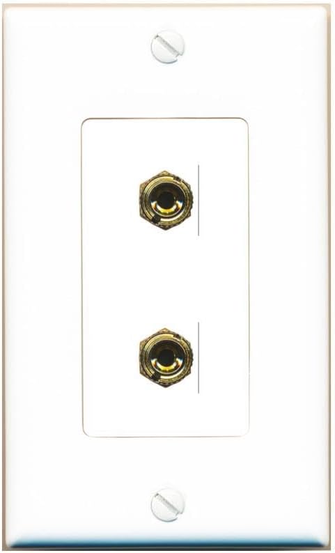 2 1 1 RiteAV Banana Speaker Surround Female Coupler Binding Post Wall Plate - Gang Decorative [White]