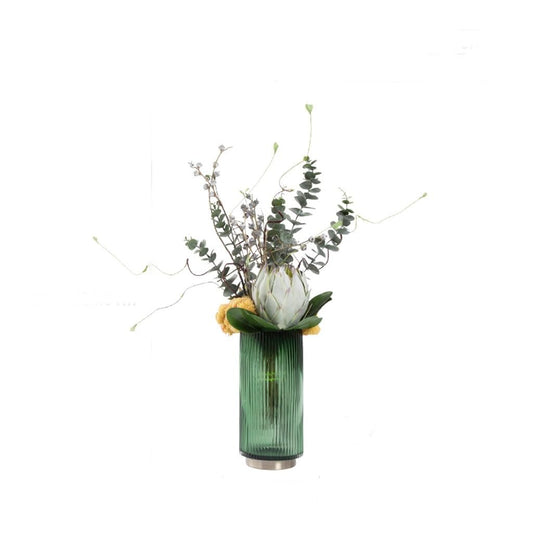 Bonsai Tree Pot for Fake Tree Nordic Light Luxury Simulation Flower Art Set Glass Vase Decoration Living Room Porch Dining Table Coffee Table Fake Flower Interior Decoration for Office Living Room Gre
