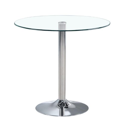 HYYTEIBL 27.3" Round Glass Dining Table, Modern Circular, Sturdy Base and Perfect for 2-4 Seat, Bistro Style for Dining Room, Living Room, Balcony, Cafe