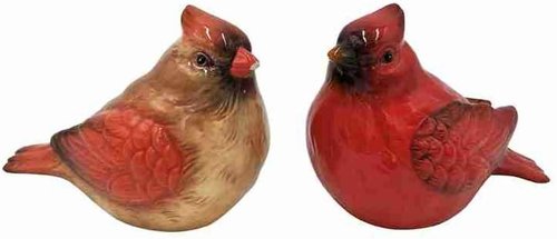 Comfy Hour 3 Red Cardinal Salt and Pepper Shakers - Artisan Crafted Stoneware Kitchen Decor, 2-Count