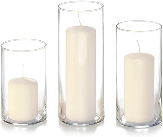 yummi Set of 36 Slim Pillars and Cylinder Vases - Ivory