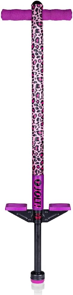 Flybar Pogo Stick for Kids, 40 to 80 Pounds, Perfect for Beginners, Easy Grip Foam Handles, Anti-Slip Foot Pegs, Outdoor Toys for Boys, Jumper Toys for Girls, Outside Toys for Kids (Jolt, Leopard)