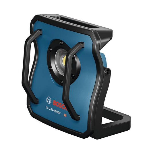 BOSCH GLI18V-4000CN 18V Bluetooth LED Floodlight - 4,000 Lumens, Remote Control, Durable Metal Body, Adjustable Brightness & Long Runtime - Perfect for Job Sites & Outdoors (Bare Tool)