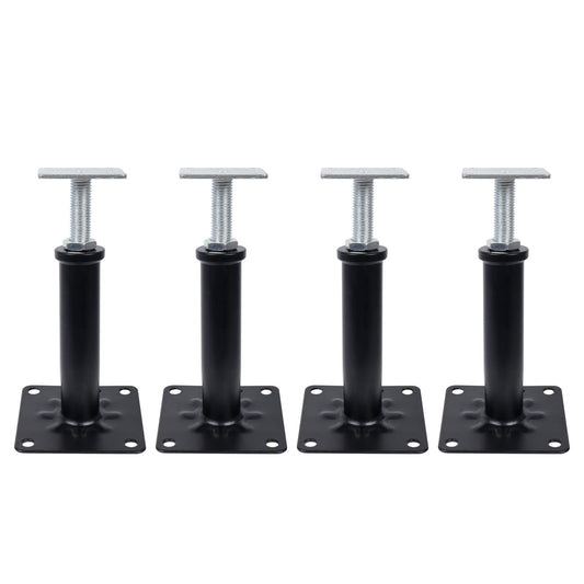 4 Pack Adjustable House Floor Jacks – 5"-8" Heavy Duty House Jacks for Leveling, Steel Support Posts for Beams, Decks, Crawl Spaces, Basements-Black