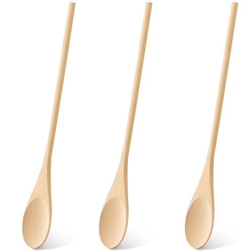 3 Pcs Wooden Spoons for Cooking, 12 Inches Long Handle Spoons for Mixing, Tasting Stirring Food, Large Wooden Cooking Utensils for Kitchen and Crafts