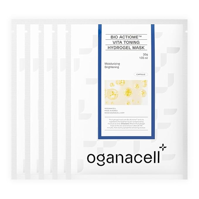 Vita Gel Hydro Facial Mask 5PCS - Brightening Glow & Even Skin Tone, Korean Spa-Strength Gel Mask with Vitamin C+E, Hydrating for Dullness/Dark Spots,Liposome Encapsulated