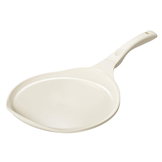 Redchef Nonstick Crepe Pan 12 Inch with Ceramic Coating, Non Stick Flat Skillet, Professional Pancake Griddle Pan, Induction Compatible, PFAS/PFOA/PTFE Free, Stay-Cool Handle (Beige White)