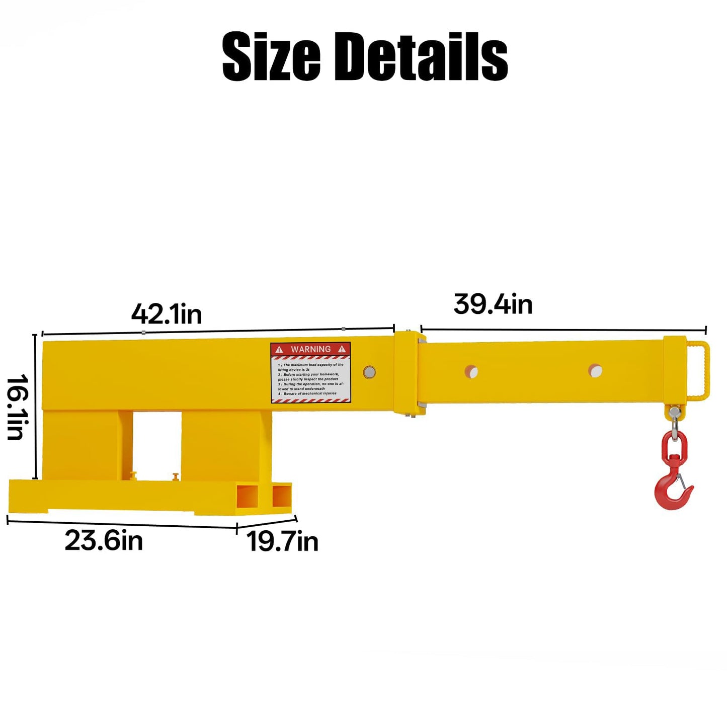 Yunphia Forklift Jib Boom Crane, 5500LB Heavy Duty Steel with Adjustable Boom Length & Rust-Resistant Coating, Industrial Mobile Hoist for Warehouse & Factory