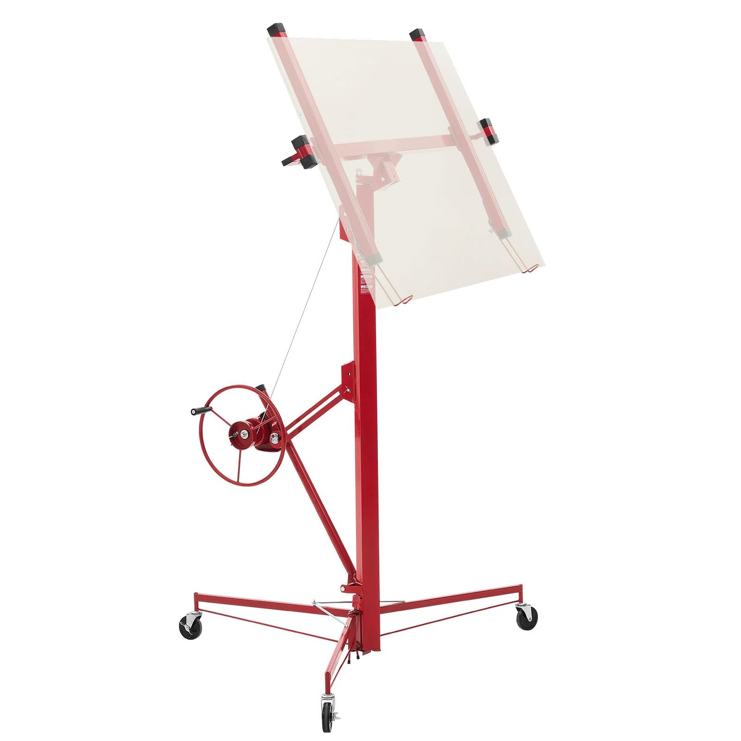 VEVOR 16ft Drywall Lift, Heavy-Duty 150 lbs Sheetrock Hoist with Adjustable Telescoping Arm, Lockable Wheels, Drywall Lifter Panel Jack Hoist Tools Ideal for Ceiling & Wall Installation (Red)