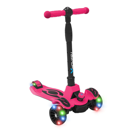 Hover-1 Vivid Folding Kick Scooter for Kids (5+ Year Old) | Features Lean-to-Turn Axle, Solid PU Tires & Slim-Design, 110 LB Max Load Capacity, Safe, Pink