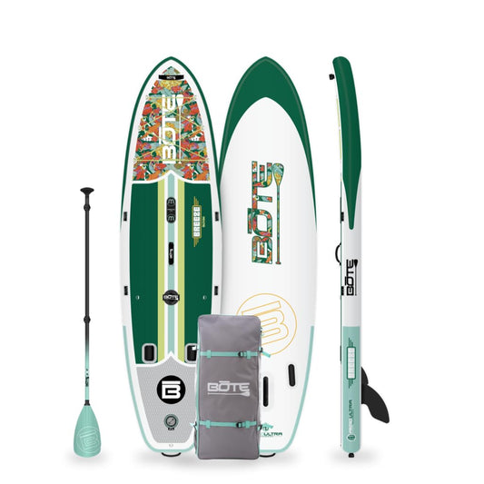 BOTE 10' FT 6" Breeze Aero Inflatable Stand Up Paddle Board, MAGNEPod Compatible Blow Up iSUP Great for Adults Kids Family Travel Friendly Multiple Sizes Color Options