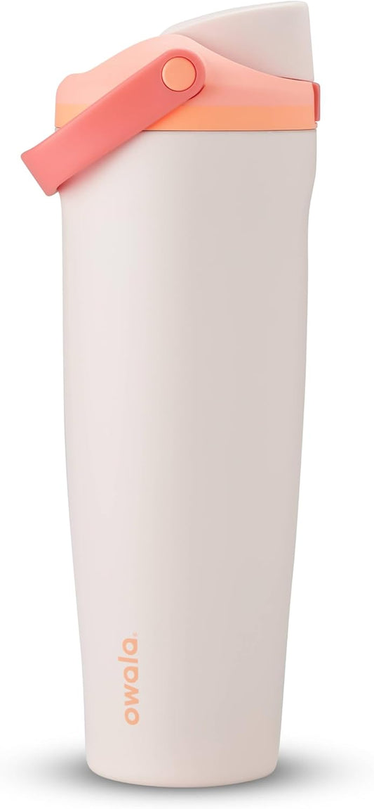 Owala FreeSip Sway - 40 oz Stainless Steel Water Bottle - Orange/Tan (Sparkling Sherbet)