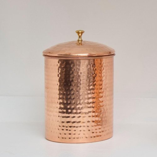Cook Eat Serve Craft Copper Coffee Canister Container, Hand Hammered, 7.5" Tall