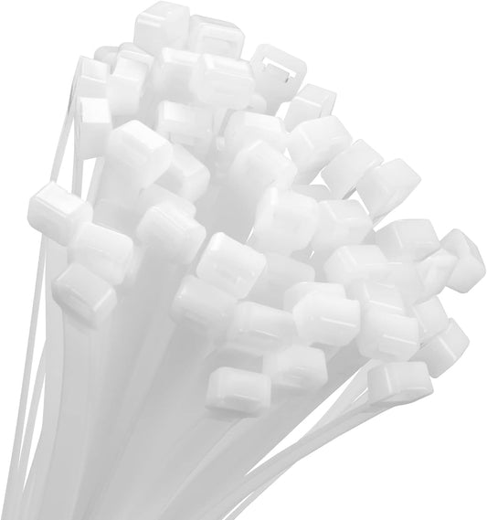 18 inch 100 PACK, 200 LBS Armpow White Zip Ties Heavy Duty Ultra Exclusive Strong Plastic Wire Ties, Large Cable Ties