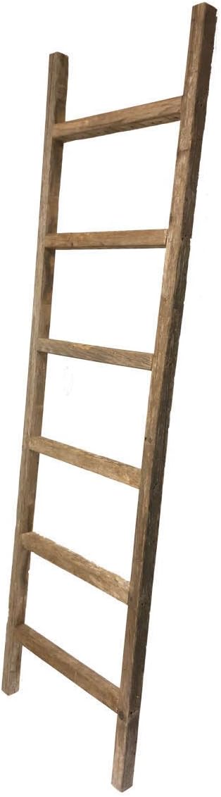 BARNWOODUSA Rustic Farmhouse Decorative Ladder - Our 6 ft Ladder can be Mounted Horizontally or Vertically and is Crafted from Upcycled Wood No Assembly Required Weathered Gray
