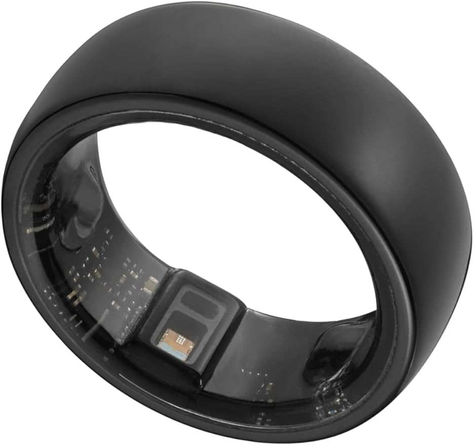 Smart Ring, Activity Trackers, Sleep Ring, Fitness Tracking, Stress Tracker, Heart Rate, Meditation, Temperature, Respiratory, No App Subscription, Women, Men, iOS, Android (Black, 12)