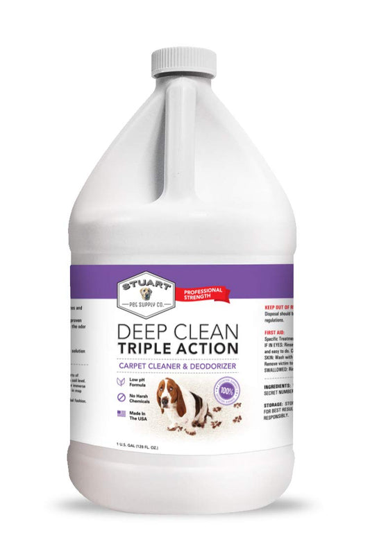 Stuart Pet Supply Co. Professional Strength Deep Clean (Gal.) 3X Carpet Cleaner Solution & Deodorizer, Concentrated Encapsulating Carpet Shampoo, Pet Odor & Dirty Carpet Cleaning Solution 128 fl oz.