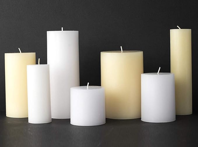 TAG Chapel 3X4 Ivory Pillar Paraffin Wax Candle Unscented Drip-Free Long Burning 46 Hours for Home Decor Wedding Parties 3x4 Ivory