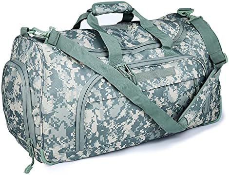 Gym Bag for Women & Men Tactical Duffle Military Weekender Work Out Lightweight Waterproof Sports Tote Shoe Pocket ACU