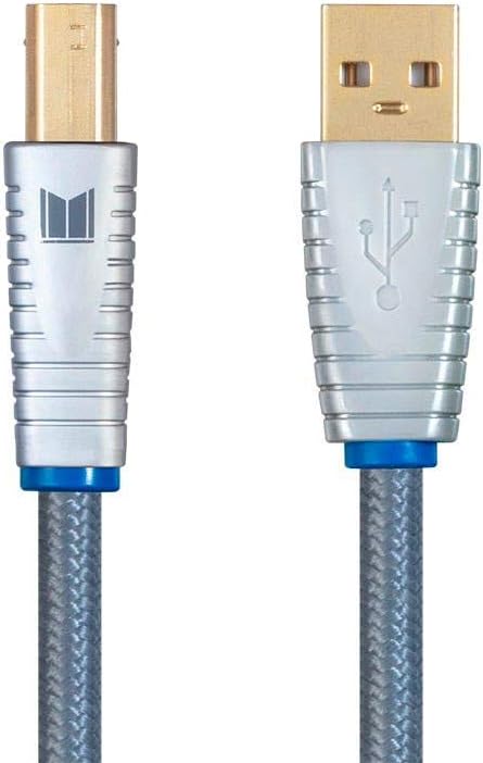 22AWG, 2 Monolith USB Digital Audio Cable - USB Type-A to USB Type-B, Gold-Plated Connectors, Meter, Gray