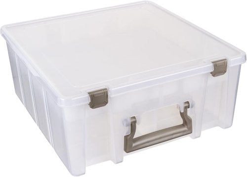 ArtBin Super Satchel Double Deep - Portable Arts & Crafts Storage Container with Lift-Out Tray, Clear