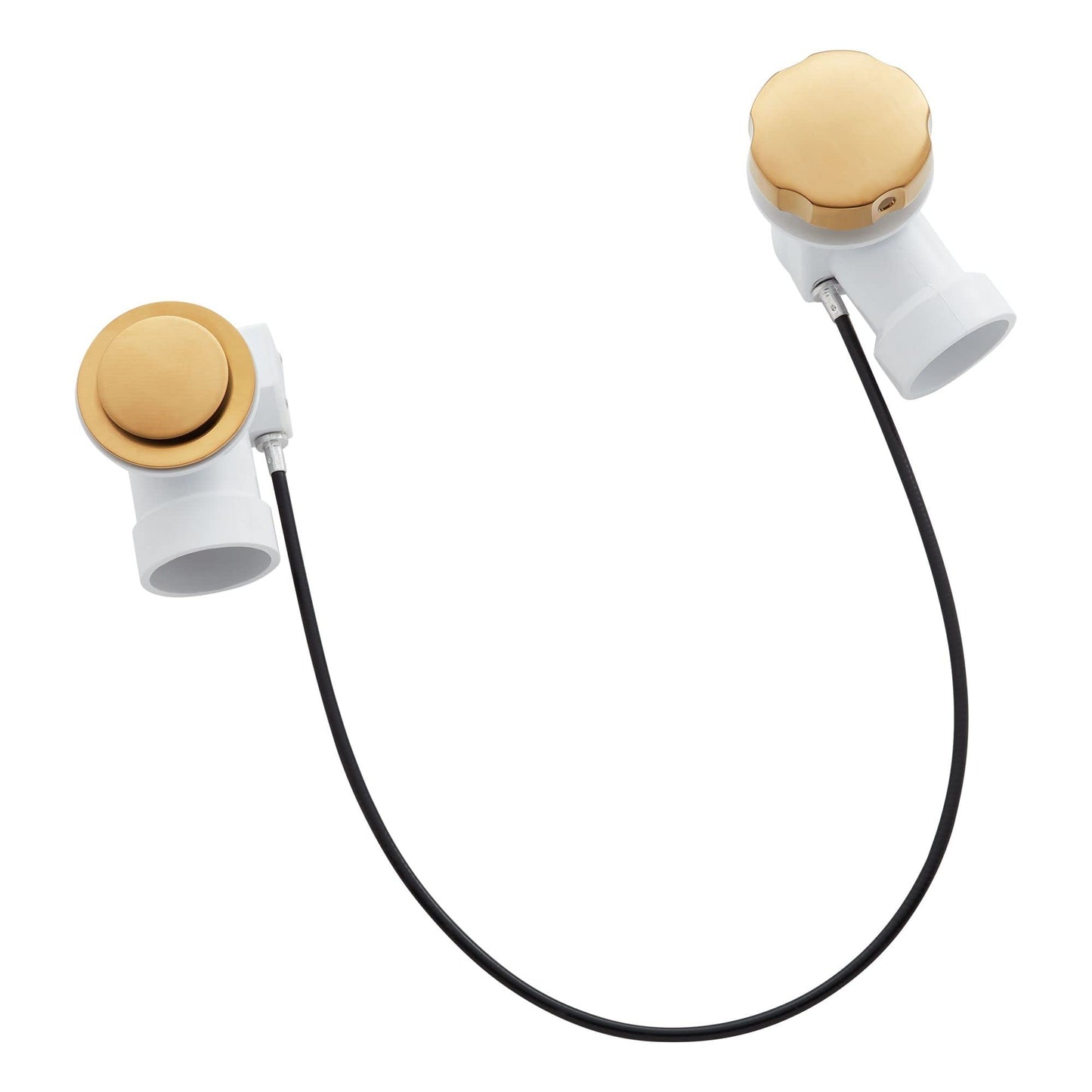 Signature Hardware 948045 PVC Cable Drain and Overflow for 17" - 22" Deep Alcove Tubs - Aged Brass