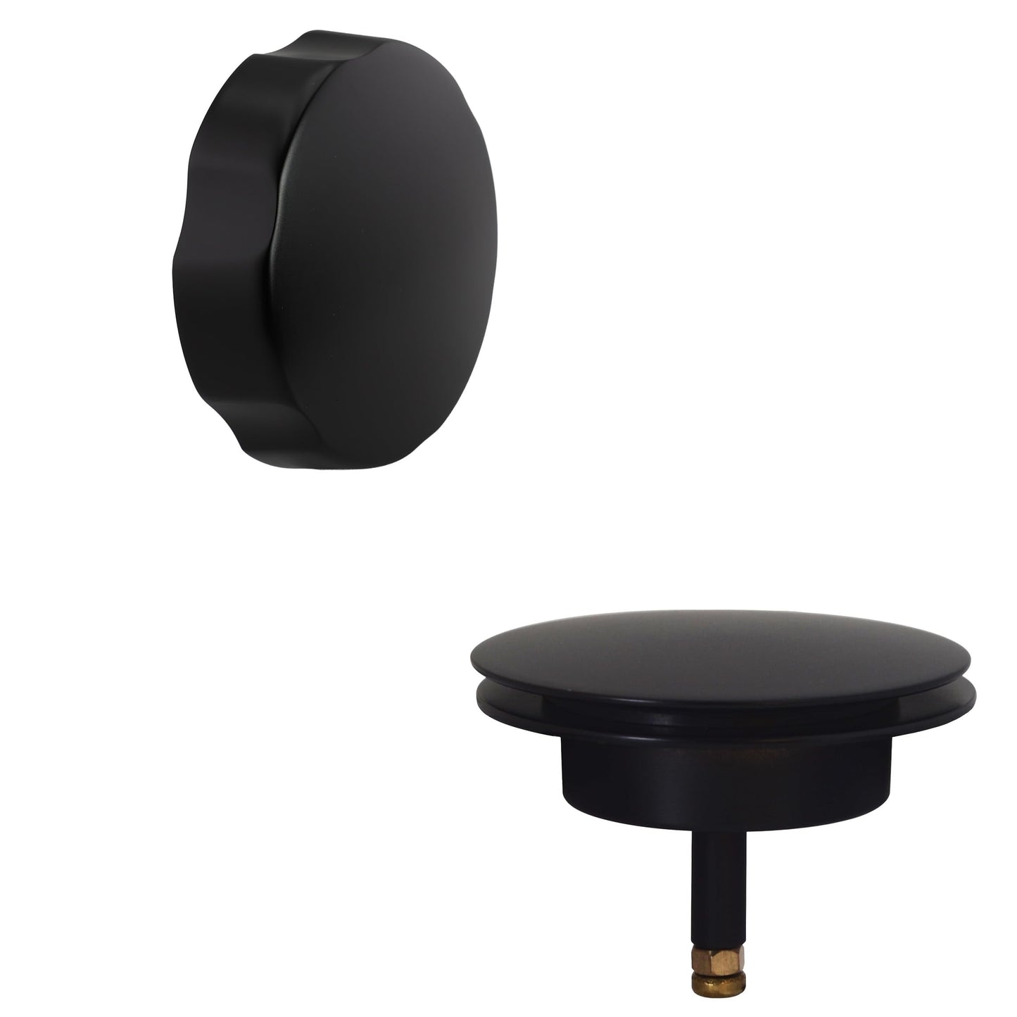 Westbrass A50P35TLE-62 35" Cable Drive Bath Drain Trim Kit with Rotary Overflow Cover Knob, European Stopper and Poly Tubular Pipes, Matte Black