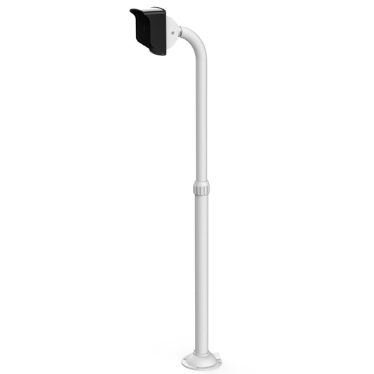 Blütezeit Universal Gooseneck Pedestal Post 30''–54'', Wired Wireless Keypad Stand Compatible with Mighty Mule Ghost Controls, Heavy-Duty Aluminum Mount for Gate Openers Access (White)