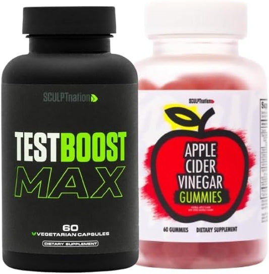 Sculpt Nation by V Shred Test Boost Max and Apple Cider Vinegar Gummies Bundle
