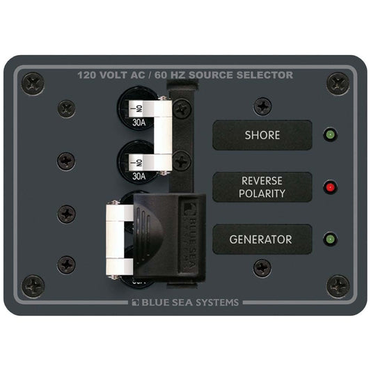 Blue Sea Systems 8032 Traditional Metal Panel - 120V AC 30A Toggle Source Selector