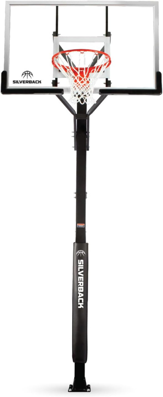 Silverback In-Ground Basketball Hoops, Adjustable Height Tempered Glass Backboard and Pro-Style Flex Rim. - Multiple Styles Available