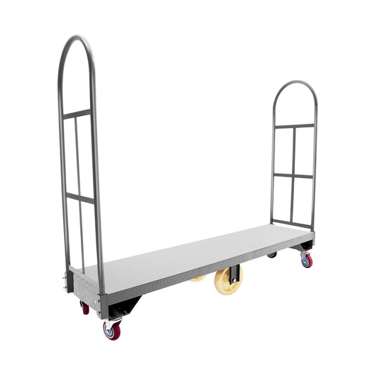 2000lbs Capacity U-Boat Cart, 64.6Lx15.7H U-Boat Steel Cart, Steel Platform Wide Flatbed Warehouse Dolly with Swivel Casters for Material Handling