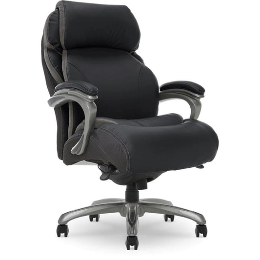 BOWERY HILL Faux Leather Modern Swivel Executive Office Desk Chair, Height Adjustable Upholstered Rolling Chair for Meeting Room, Comfortable Computer Chair for Home Office and Study Room, Black