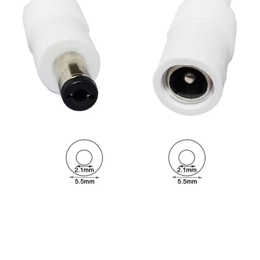 2pcs 1m 3.3ft 12V 5V-24V 5.5mm 2.1mm DC Extension Cable Extension Cord DC Power Cord x DC Jack Plug Adapter Male