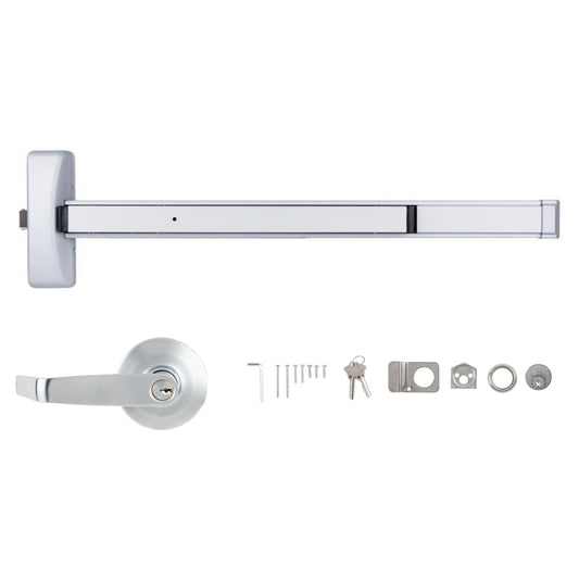 Brinks Commercial Rim Panic Exit Device with Storeroom Lever Trim, Aluminum - UL Listed Emergency Exit Hardware for Businesses