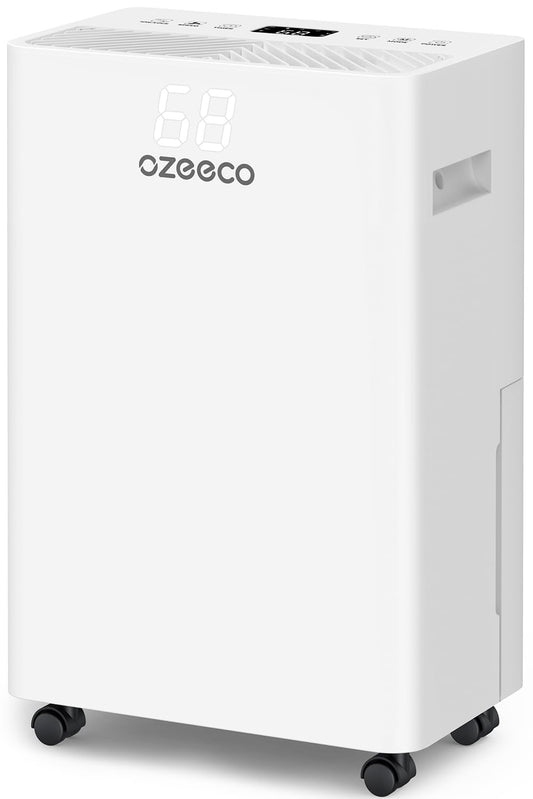 34 Pint Dehumidifier for Basement up to 2500 Sq.Ft, ozeeco Home Dehumidifier with Drain Hose, Ionizer, Humidity Control, Ultra Quiet, Child Lock, 24H Timer for Bedroom, Bathroom, RV