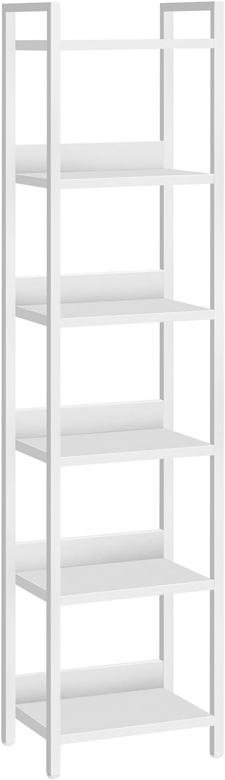 MAHANCRIS Bookshelf, 6-Tier Bookcase, Standing Book Shelf for Small Space, Storage Shelf Organizer, for Living Room, Bedroom, Study, Balcony, White BKBW6601