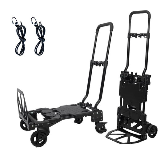 2-in-1 Black Folding Small cart, Outdoor Cargo handling Vehicle, Flatbed Trailer with a Load Capacity of 330 pounds (1, Black Brake)