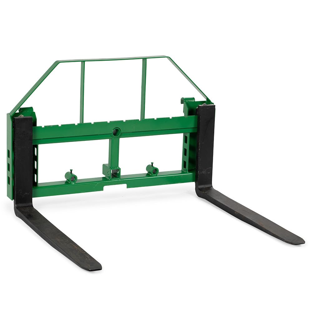 Titan Attachments Heavy Duty Pallet Fork Frame and 48" Fork Blades with 2" Trailer Receiver Hitch Fits John Deere Loader