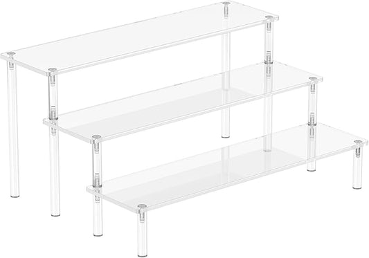 Aredpoook Acrylic Display Risers, 3 Tier Perfume Organizer Stand, Clear Cupcake Stand Holder, Large Shelf Risers for Figures, Dessert Shelves for Party, Display Shelf for Decoration and Organizer