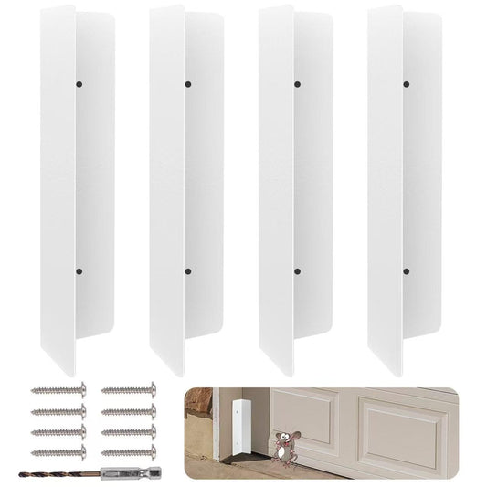 Bompro 4 Pcs Garage Door Seal Mouse Guard, Heavy Duty Stainless Steel Garage Door Mouse and Snake Guard, Permanent Solution (White)