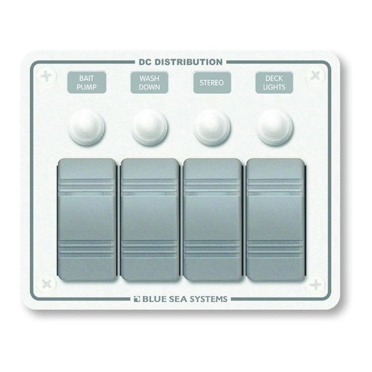 Blue Sea Systems 8272 Contura Water Resistant 12V DC Circuit Breaker Panel - White 4 Position