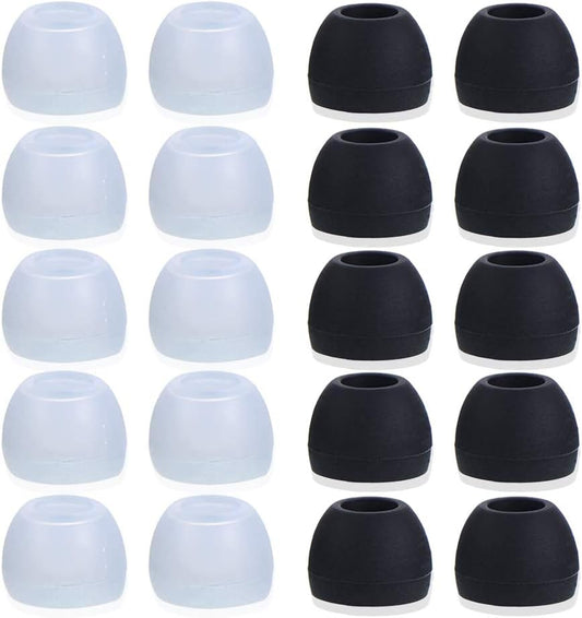 Blacell 20 10 10 Pcs Medium Silicone Earbud Cap Tip Cover Replacement - Black, Clear Title