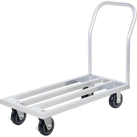 20" x 48" Mobile Aluminum Dunnage Rack - 1600 lb. Capacity with Handle, Heavy-Duty Rolling Platform Truck, NSF Storage Rack with Casters for Commercial Kitchen, Warehouse, Food Service