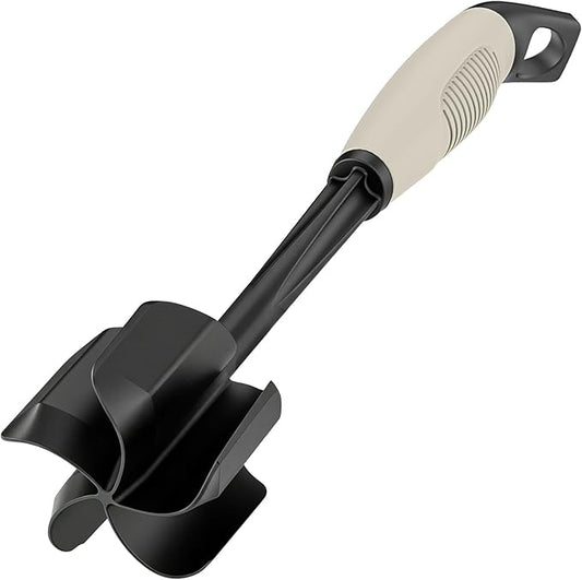 Ourokhome Meat Chopper and Potato Masher, Heat Resistant Nylon Ground Beef Smasher for Hamburger, 5 Curved Blades Nonstick Safe Mixer & Stirrer, Practical Kitchen Gadgets, Almond