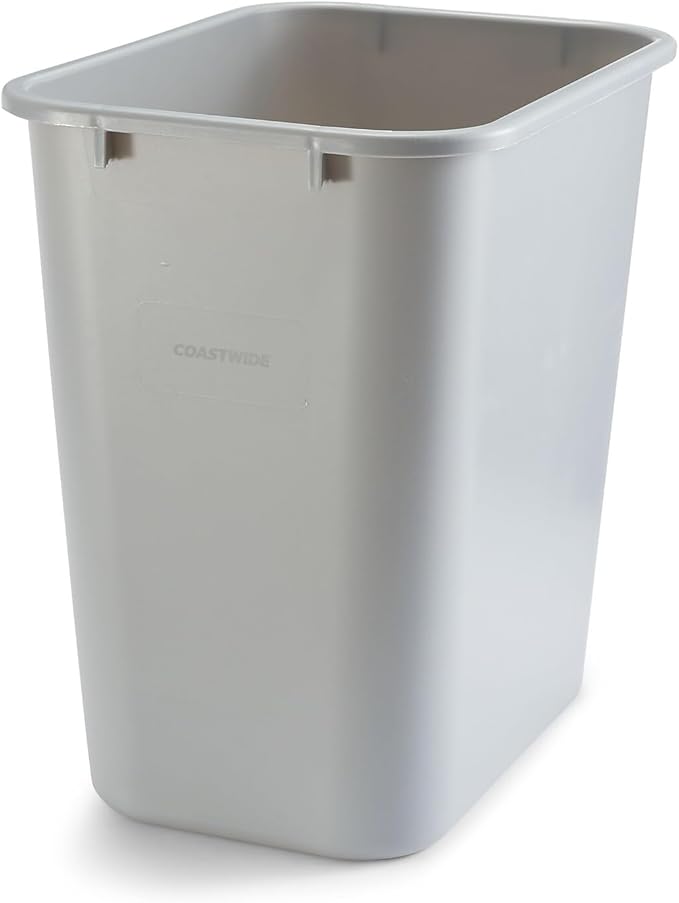 COASTWIDE Professionalâ¢ Indoor Trash Can Without Lid, Gray Soft Molded Plastic, 7 Gallon