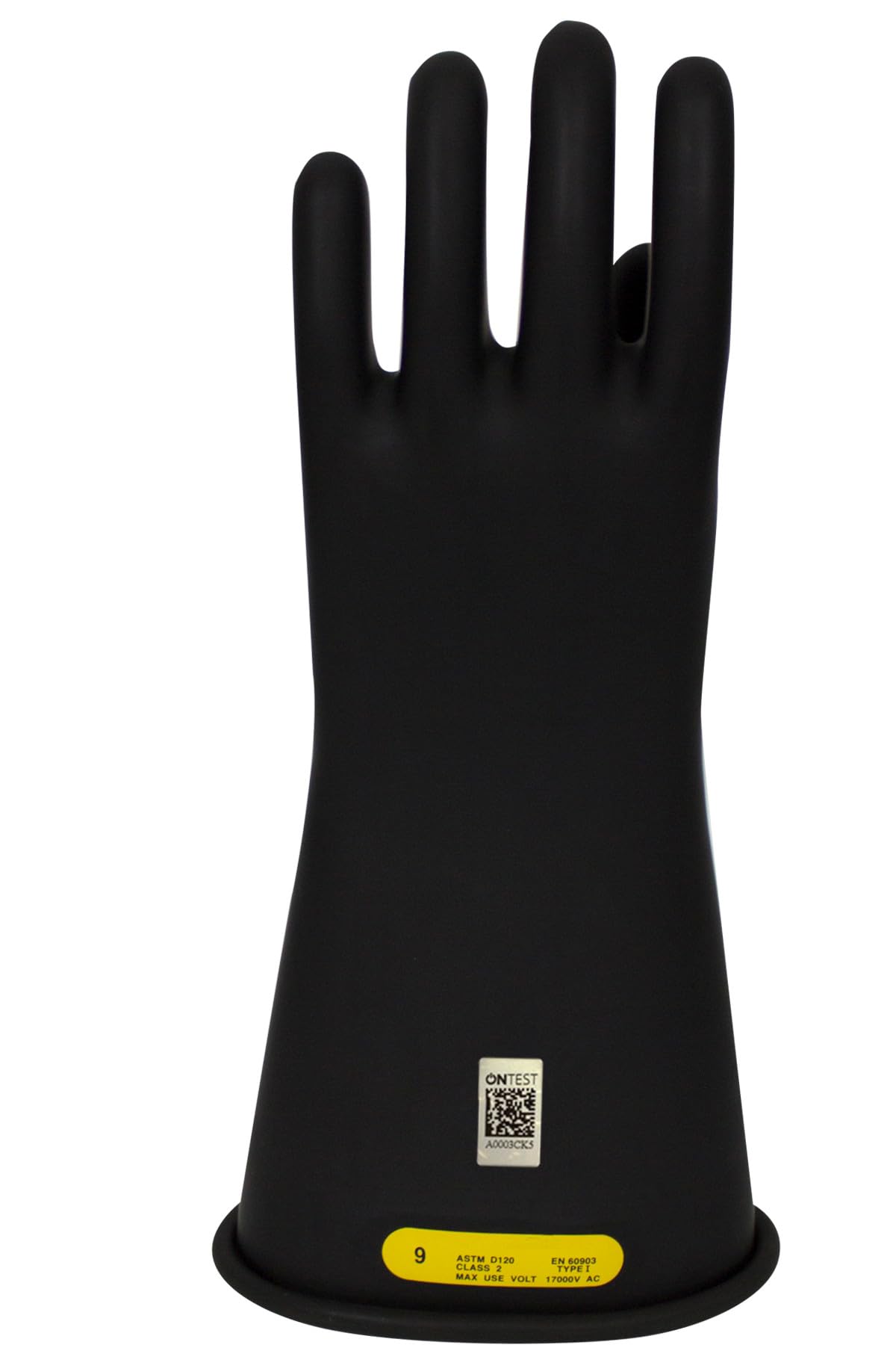 Enespro Class 2 Black Rubber Voltage Insulating Gloves, Max. Use Voltage 17000V AC/25500V DC, GC2B08