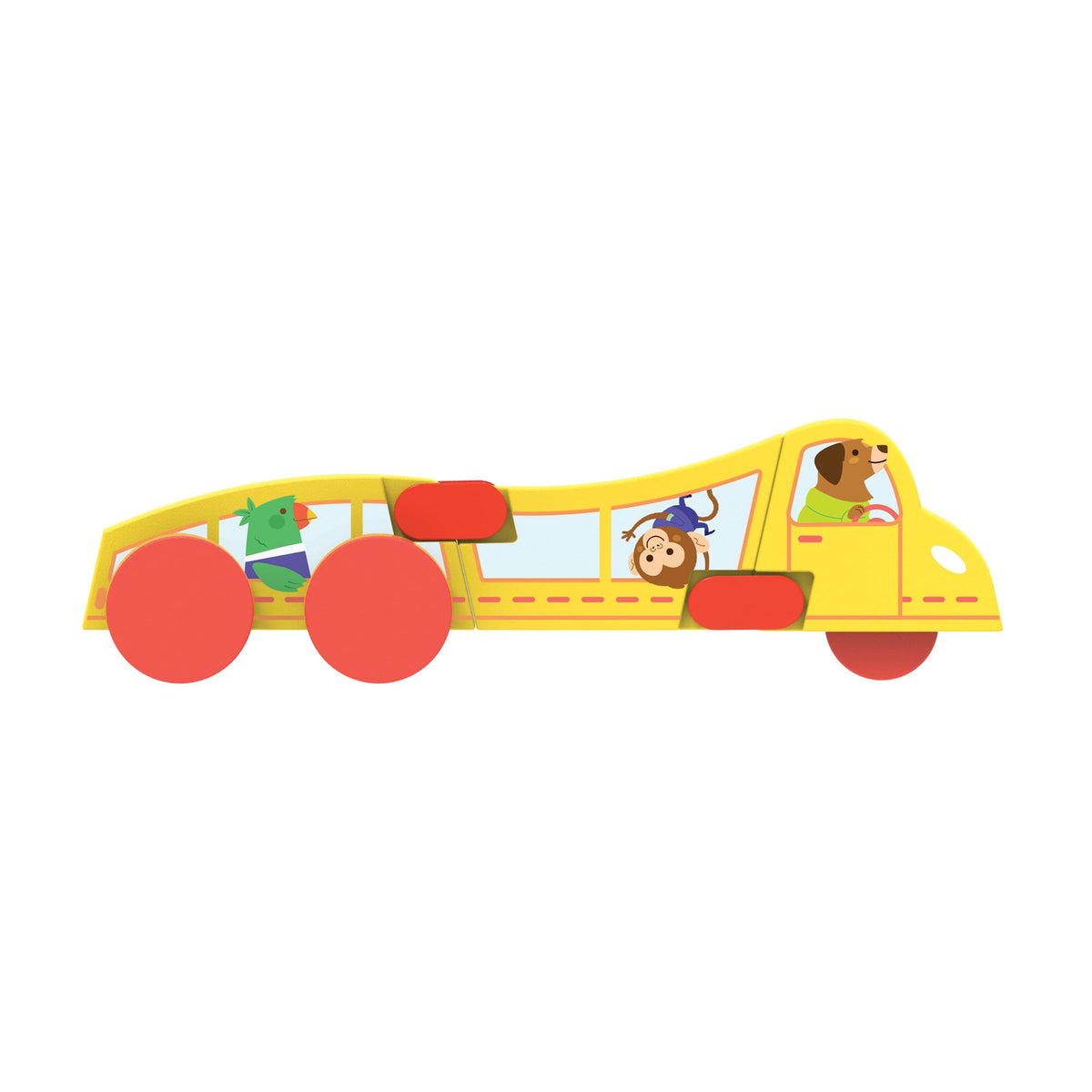 MindWare Konvertibles Transforming Wooden Cars – 2‑Piece Flip‑&‑Change Vehicle Set with Carry‑Along Box That Becomes 3‑D Road Scene, Toddler Toy for Ages 18 Months +