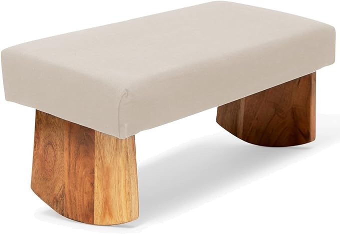 Meditation Bench (NAT. White), Seiza, Sustainable Acacia Wood with Curved Bottom Edges for The Perfect Posture, Meditation Stool, Prayer Bench, Meditation Chair, Yoga Stool